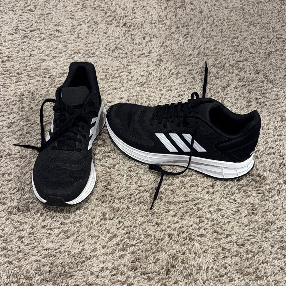 adidas Black Athletic Shoes with White Stripes